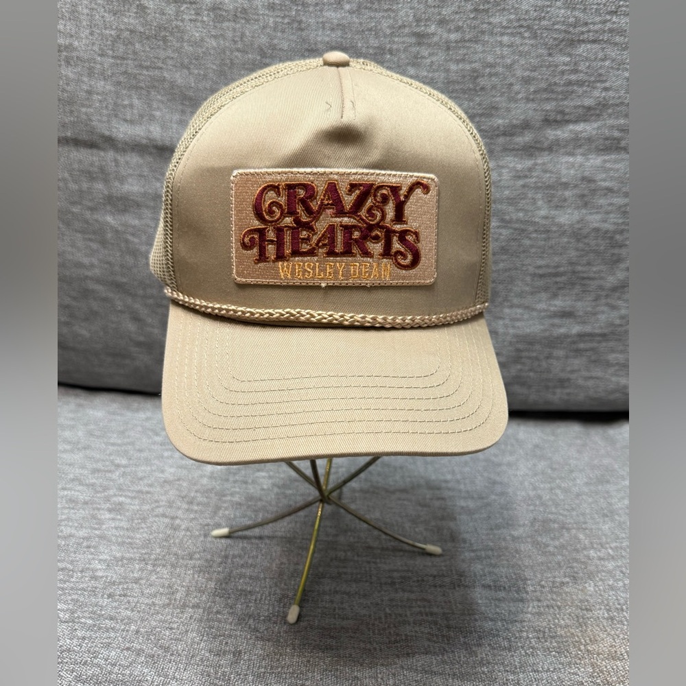 Wesley Dean Crazy Hearts Khaki Mesh Adult Snapback Hat